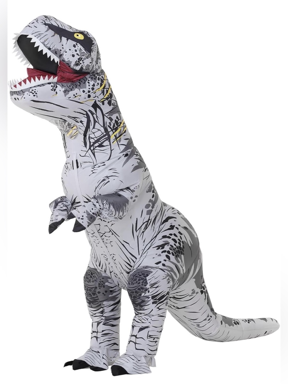Adult Inflatable T-Rex Dinosaur Costume Gray & Black and White NWT